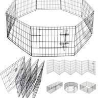 KOJEC METALOWY SKŁADANY 8 PANELI PIES KOT KRÓLIK 122X122CM BRAMKA ZEWNĄTRZ