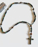 Naszyjnik męski Różaniec handmade tygrysie oko onyks hematyt