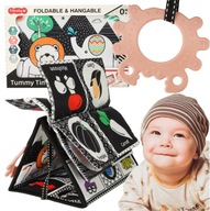 KSIĄŻECZKA MATA SENSORYCZNA KONTRASTOWA MIĘKKA DO ŁÓŻECZKA LUSTERKO GRYZAK