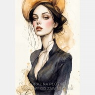 Kobieta dama portret obraz na płótnie 55x80 długa szyja retro dostojna art