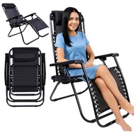 Leżak stal czarny eHokery ogrodowy na balkon rozkładany zero gravity