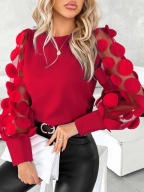 bluzka czerwona z ozdobnymi rękawami, nowa 2XL/3XL