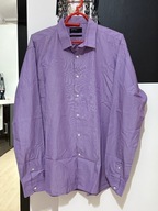 Y Koszula Ventuno subtelne pionowe pasy jasny fiolet bawełna duża 2XL