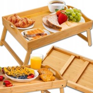 STOLIK ŚNIADANIOWY SKŁADANY POD LAPTOPA DO ŁÓŻKA TACA NA NÓŻKACH DREWNIANA