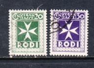 WŁOCHY / AGAISCHE INSELN / dopłaty Mi 3,4 KRZYŻ z 1934