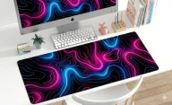 Duża Podkładka XXL 70x30 Gaming Desk Mat Antypoślizgowa Wielobarwna Fale