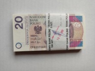20 zł 2025 rok seria CF paczka 100 banknotów UNC