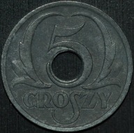 5 groszy 1939 GG - piękny egzemplarz