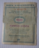 BON TOWAROWY Pekao - PEWEX - 0,01$ JEDEN CENT - seria AI - 1960 rok