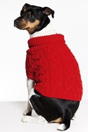 H & M sweter sweterek ubranko dla psa czerwony dzianinowy warkoczowy SZYBKO