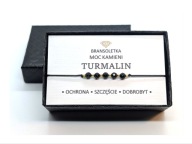 Bransoletka Kamienie Naturalne Czarny Turmalin Szczęście Ochrona + Gratis