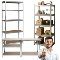 REGAŁ MAGAZYNOWY METALOWY DREWNIANY WCISKANY DO GARAŻU 180x90x40cm 875KG