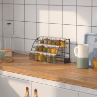 3-półkowy stojak metalowy na przyprawy + pojemniki 21szt