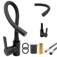 BATERIA KUCHENNA ZLEWOZMYWAKOWA CZARNA KRAN ELASTYCZNA WYLEWKA FLEX 360°