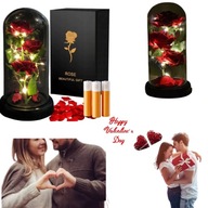 WIECZNA RÓŻA W SZKLE LED ŚWIECĄCA PIĘKNY PREZENT NA DZIEŃ BABCI I DZIADKA