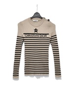 Damski Sweter Slim Fit Prążkowany Beżowy Dior |R. M