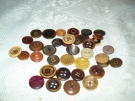 GUZIKI BRĄZOWE I KREMOWE - RÓŻNE -ŚREDNIE -36 SZT.