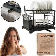 OCIEKACZ SUSZARKA DO NACZYŃ STOJĄCA DWUPOZIOMOWA PLASTIKOWA MAŁA CZARNA