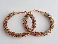 KOLCZYKI POZŁACANE DUŻE KOŁA CYRKONIE KOLOROWE