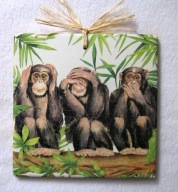 Robótkownia Kafelek obrazek 15x15 Afryka Trzy małpy