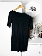 Czarna sukienka tencel Filippa K XS minimalistyczna basic z kieszeniami