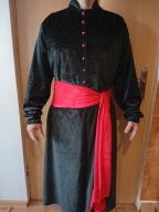 Zupan czarny aksamit rozszerzony guzy pętelki . Pas gratis !!!