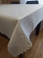 OBRUS PLAMOODPORNY 160x260 BIAŁY ELEGANCKI NA DUŻY STÓŁ KOLĘDA ŚWIĘTA