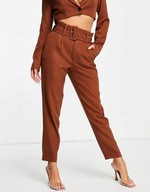 ARIA COVE BRĄZOWE SPODNIE WYSOKI STAN EM3 NJ8__XS