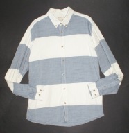 SELECTED_Cudna KOSZULA_biała niebieska jodełka JEANS SLIM FIT jedyna_L