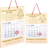 PREZENT NA DZIEŃ BABCI I DZIADKA KALENDARZ DREWNIANY Piękny Różne wzory