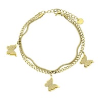 71026 Bransoletka złota stal chirurgiczna trzy motylki