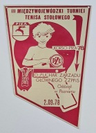 PLAKIETA III MIĘDZYWOJEWÓDZKI TURNIEJ TENISA STOŁOWEGO PIŁA 2.09.1978