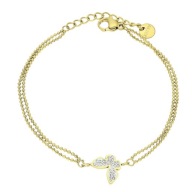 80999 Bransoletka złota stal chirurgiczna motylek z cyrkoniami