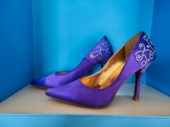 Fioletowe buty szpilki na obcasie diamenciki 39