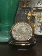 KOBALTOWE SYGNOWANE PUZDRO 24 GOLD PTAKI HAND MADE IN GREECE TERRACOTTA