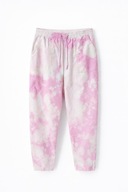 Różowe spodnie dresowe tie dye 7/8 bawełna Damart M luźny krój