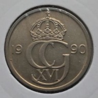 *SZWECJA [0077]*50 ore 1990 (SVERIGE) Król Karol XVI Gustaw Korona Monogram
