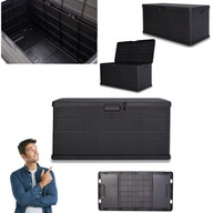 SKRZYNIA OGRODOWA KUFER NA TARAS BALKON 340L DUŻA LEKKA PLASTIKOWA GRAFIT