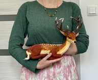 Figurka jeleń, duża realistyczna rzeźba z wełny, rękodzieło zwierzę, ozdoba