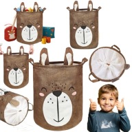 POJEMNIK NA ZABAWKI DUŻY KOSZ TKANINA BRĄZOWY ZAMYKANY ORGANIZER 35X45X35CM