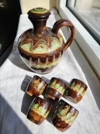 KARAFKA Z KIELISZKAMI JAN LIMONT CERAMIKA WILEŃSKA TORUŃ LATA 60-TE