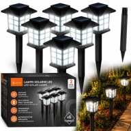 LAMPA SOLARNA LED 6X OGRODOWA PODWÓRKOWA WBIJANA CZUJNIK ZMIERZCHU IP44