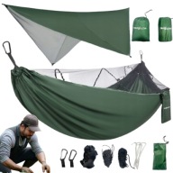 Hamak Z Moskitierą Turystyczny Zielony Survivalowy Podróżny Lekki Przenośny