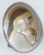 Matka Boska z Dzieciątkiem Obraz Srebrzony SLEVORI Pamiątka Chrzest Ślub