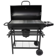 GRILL WĘGLOWY OGRODOWY NA KOŁACH PÓŁKI GRIL NA BRYKIET BBQ NA WĘGIEL LATO