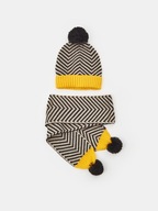 Czapka i szalik w jodełkę z pomponem Komplet dziecięcy zestaw dla dziecka L