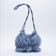 Z A R A torebka worek niebieska krata gingham hobo błękitna torba y2k pasek