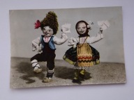 Lalki w strojach ludowych rosyjskich - pocztówka z lat 60-tych