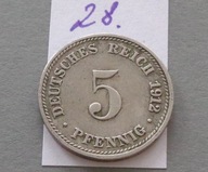5 PFENNIG 1912 roku , literka D , NIEMCY CESARSTWO