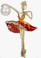 BROSZKA PRZYPINKA PIN dziewczyna girl kobieta dama AGRAFKA baletnica perły